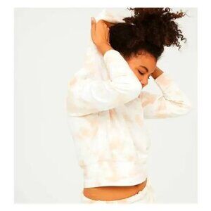 Aerie Sweatshirt Tie Dye Hoodie L Fleece NWOT Pullover Light Orange and White